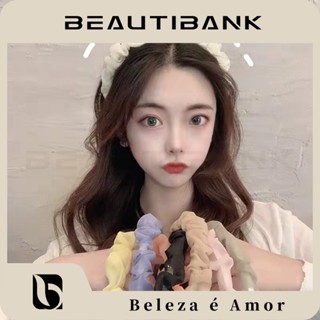 Beautibank อารมณ์สีบริสุทธิ์ โปร่งใส ไหมพรม จีบผม บีบอัด ที่คาดผม สําหรับผู้หญิง พร้อมตาข่ายจับจีบ ที่คาดผม