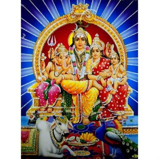 โปสเตอร์ผ้าใบ พิมพ์ลาย Lord Shiva Family Hindu God เหมาะกับของขวัญ สําหรับตกแต่งผนังบ้าน