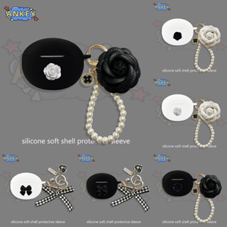 Case for Realme Buds Air 5 Pro T100 Air 2 Air 3 Neo Earphone Silicone Cover Black Flower Earbuds Soft Protective Headphone Headset Skin