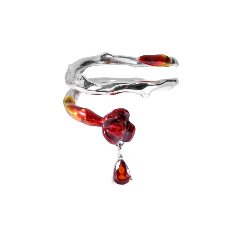 HO แหวนดอกกุหลาบแฟชั่น Lady Finger Jewellery วันวาเลนไทน์ Y2K เครื่องประดับ