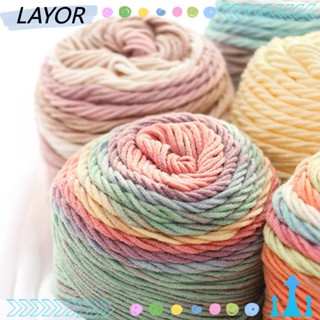 LAY 100 กรัม ไหมพรมขนสัตว์ นุ่ม หนา สีรุ้ง DIY โซฟา เบาะถักโครเชต์