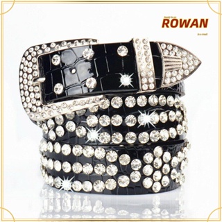 Rowans เข็มขัดหนัง PU ประดับกลิตเตอร์ ปรับได้