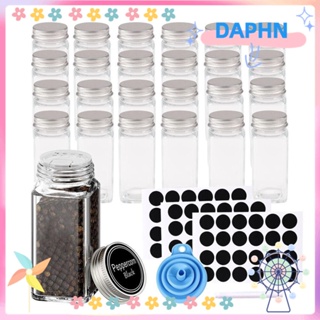 DAPHS โหลแก้วใส่เครื่องเทศ ทรงสี่เหลี่ยม แบบพกพา พร้อมฝาปิด และฉลาก 12 24 ชิ้น