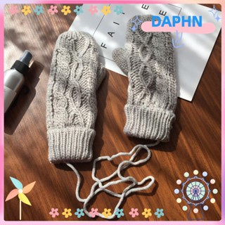 DAPHS ถุงมือผ้าแคชเมียร์ถัก แบบหนา ให้ความอบอุ่น แฟชั่นสําหรับนักเรียน