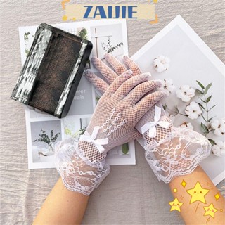 Zaijie24 ถุงมือตาข่าย ตาข่าย หรูหรา งานแต่งงาน กลวงออก ถุงมือขับรถ ลูกไม้ กันรังสียูวี