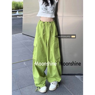 Moon กางเกงขายาว คาร์โก้ กางเกง เชือกอเมริกันคลาสิค Cargo pants 2023 NEW 072405