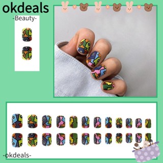 OKDEALS เล็บปลอม DIY เนื้อแมตต์ ถอดออกได้