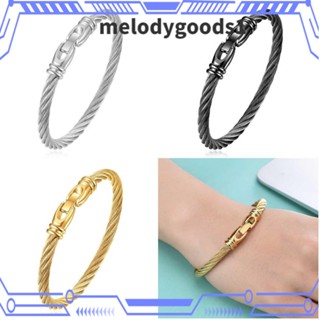 Melodygoods1 สร้อยข้อมือคู่รัก, สายเคเบิลปม สเตนเลสถัก สร้อยข้อมือ ปม, สายโซ่ วินเทจ ถัก เครื่องประดับ กําไลข้อมือโซ่ ผู้หญิง