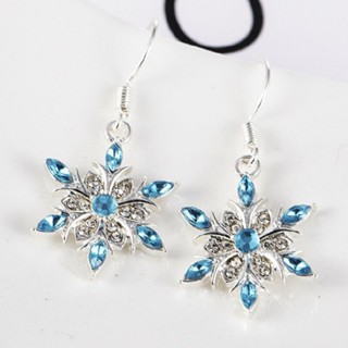 New Zircon Christmas Snowflake Silver Color Hook Earrings Drop Dangle Jewelry