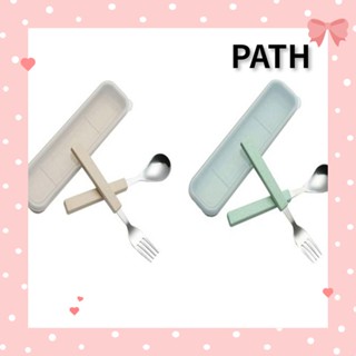PATH ชุดจานชามสแตนเลส สีเขียว สีฟ้า สีชมพู สําหรับเด็ก จํานวน 2 ชุด