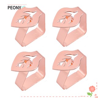 Peonypavilion คลิปหนีบผ้าปูโต๊ะ สีเงิน รูปใบไม้ คุณภาพสูง สีโรสโกลด์ สําหรับตกแต่งโต๊ะรับประทานอาหาร ในร่ม และกลางแจ้ง 4 ชิ้น