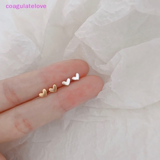 Coagulatelove ต่างหูสตั๊ด รูปหัวใจ ขนาดเล็ก สีทอง สีเงิน สไตล์เกาหลี เรียบง่าย เครื่องประดับ สําหรับผู้หญิง 1 คู่ [ขายดี]