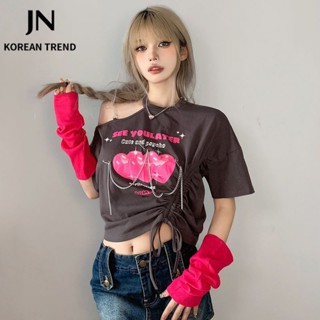 JN Studio  เสื้อยืด ครอป เสื้อยืดผู้หญิง สไตล์เกาหลี  สบาย คุณภาพสูง Stylish Korean Style A29J04G 36Z230909