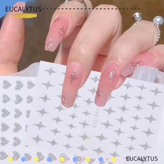 EUTUS สติกเกอร์เลเซอร์ สีเงิน สําหรับตกแต่งเล็บ DIY