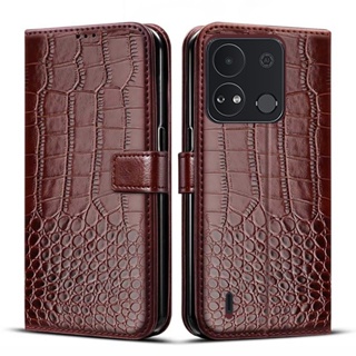 เคสโทรศัพท์มือถือ หนัง PU ลายหนังจระเข้ แบบฝาพับ สําหรับ Itel A04 A632w