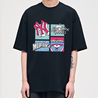 ฤดูร้อนใหม่ MLB พิมพ์ลายเสื้อยืดแขนสั้น NY ตัวอักษรภาษาอังกฤษแขนสั้น S-5XL