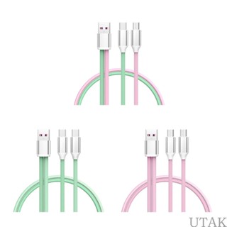 Utake สายชาร์จ USB C ซิลิโคนเหลว สองช่อง ทนทาน