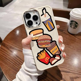 เคสโทรศัพท์มือถือ กรอบชุบไอศกรีม ลายเบอร์เกอร์ เฟรนช์ฟราย สําหรับ IPhone 7 7plus 8 8plus Xs Xr 11 12 13 14 Pro Plus Promax