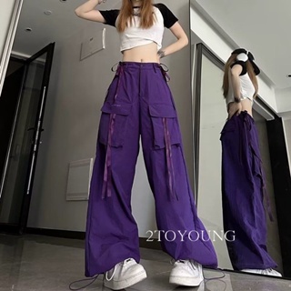 2TOYOUNG  กางเกงขายาว คาร์โก้ กางเกง เชือกอเมริกันคลาสิค Cargo pants 2023 NEW 072814 ทันสมัย Unique Stylish Beautiful A99J2YX 36Z230909