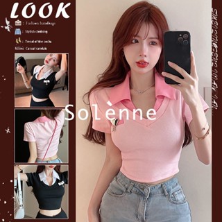 Solenne  เสื้อครอป เสื้อยืดผู้หญิง ครอป baby tee สาวเรโทร 2023 NEW Style Korean Style ทันสมัย ทันสมัย Stylish A99J330 36Z230909