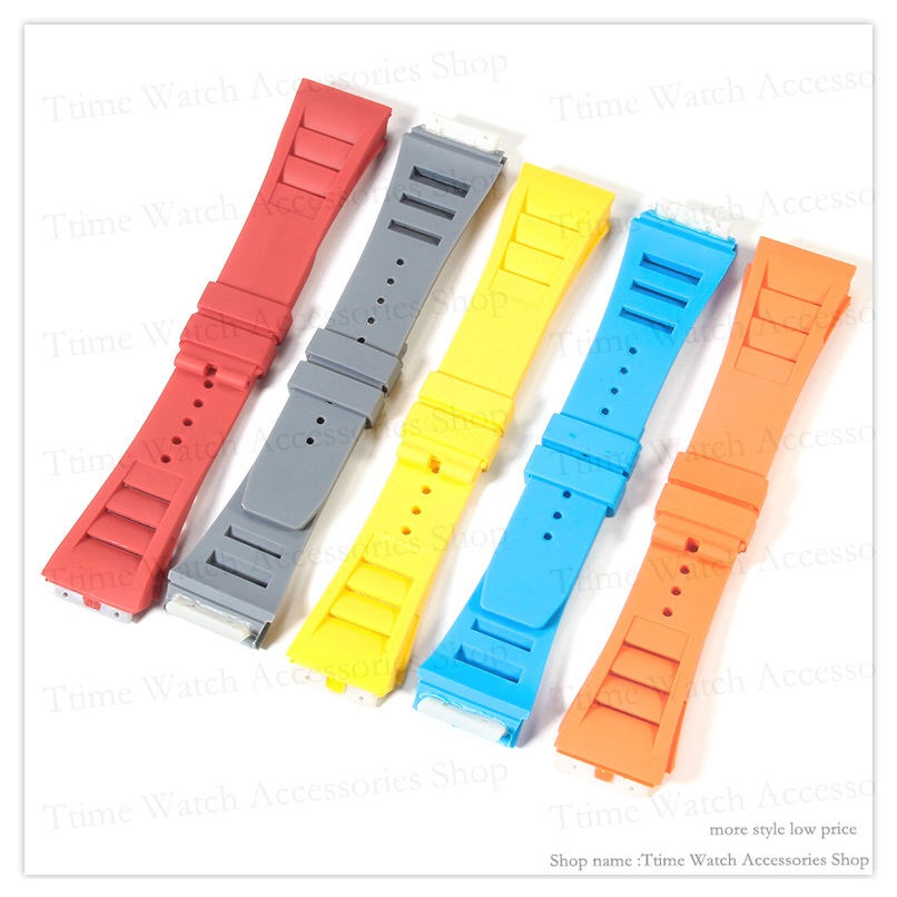 ใหม่ สายนาฬิกาข้อมือยางธรรมชาติ 25 มม. สําหรับ Richard Mille RM-11 Mille สีเขียว สีเทา สีฟ้า สีเหลือง สีส้ม