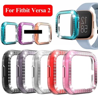 Lily กรอบนาฬิกาข้อมือ ชุบไฟฟ้า ประดับเพชร สําหรับ Fitbit Versa 2