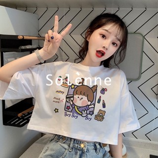 Solenne  เสื้อครอป เสื้อยืดผู้หญิง ครอป baby tee สาวเรโทร 2023 NEW Style fashion Trendy สวย รุ่นใหม่ A99J58C 36Z230909