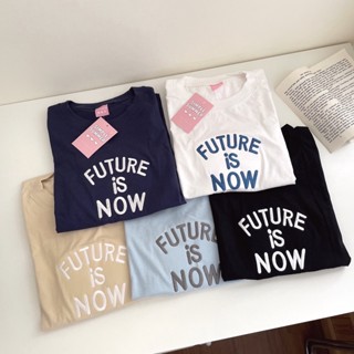 S165 เสื้อยืด oversize ผ้าคอตตอน สไตล์มินิมอล ปัก future is now