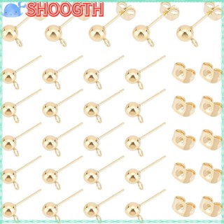 Shoogth ต่างหูสตั๊ด สเตนเลส 3 มม. 4 มม. สีเงิน สีทอง เครื่องประดับ