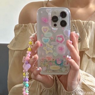 เคสโทรศัพท์มือถือ แบบใส ลายการ์ตูน Sanrio Hello Kitty พร้อมสายคล้อง สําหรับ IPhone 14 13 12 11 Pro Max