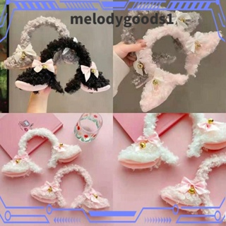 Melodygoods1 ที่คาดผม รูปหูแกะจําลอง ประดับโบว์น่ารัก แฮนด์เมด พร็อพแฟนซี สําหรับผู้หญิง