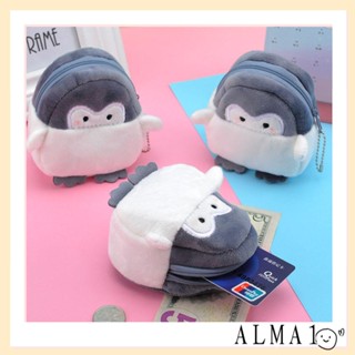 Alma กระเป๋าใส่เหรียญ หูฟัง สายเคเบิล USB ลายการ์ตูนเพนกวิน ขนาดเล็ก ของขวัญ