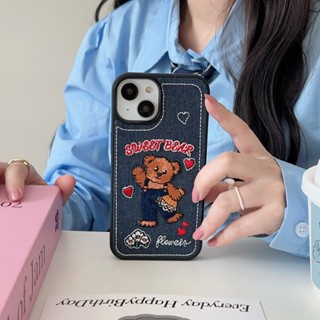 เคสโทรศัพท์มือถือ ปักลายหมีคาวบอย สําหรับ iPhone 14 14Pro 14promax 11 13Pro 12promax 12 12Pro 13 13promax 14