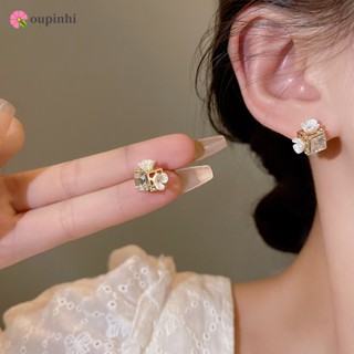 (oupinhi) ต่างหูสตั๊ด ลายดอกไม้ สีเงิน - การออกแบบที่ไม่ซ้ําใคร เครื่องประดับ ทรงเรขาคณิต เก๋ไก๋ สําหรับผู้หญิง เหมาะสําหรับทุกโอกาส