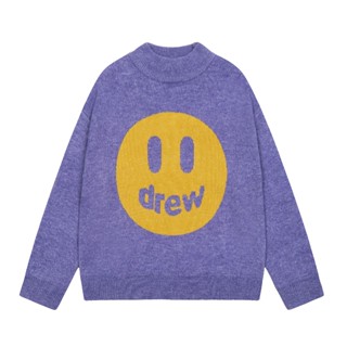 เสื้อกันหนาวแขนยาวลําลอง คอสูง พิมพ์ลาย High Street Drew Smiling Face Jacquard สไตล์คลาสสิก สําหรับผู้ชาย และผู้หญิง