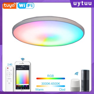 Uytuu Tuya Wifi โคมไฟเพดานอัจฉริยะ Rgbcw รีโมทคอนโทรลโคมไฟอ่านหนังสือโคมไฟห้องนอน 2.4g ไดรฟ์รีโมทคอนโทรล