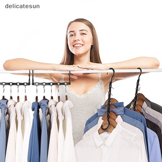 Delicatesun ไม้แขวนเสื้อพลาสติก สีดํา ประหยัดพื้นที่ สําหรับหอพัก อพาร์ทเมนต์ ตู้เสื้อผ้าขนาดเล็ก 10 ชิ้น