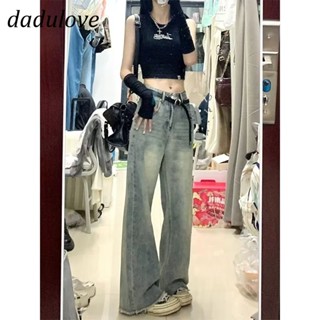 DaDulove💕 New American Ins High Street Retro Raw Edge Jeans Niche High Waist Wide Leg Pants Large Size Trousers