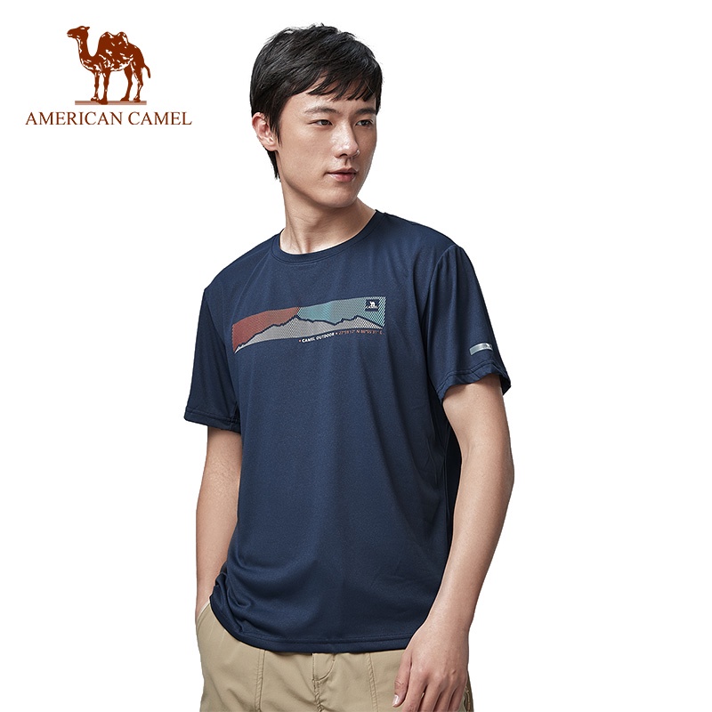 American CAMEL เสื้อยืดแขนสั้น แบบแห้งเร็ว เหมาะกับการเล่นกีฬา เดินป่า กลางแจ้ง สําหรับผู้ชาย