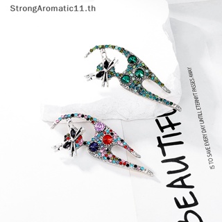 Strongaromatic เข็มกลัด รูปแมว ประดับพลอยเทียม สไตล์เรโทร เครื่องประดับ สําหรับผู้หญิง