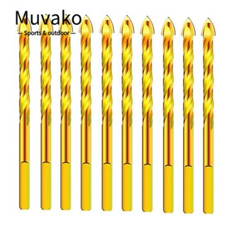 Muvako ชุดดอกสว่านคาร์ไบด์ทังสเตน อัลลอย สีทอง 1/4 นิ้ว สําหรับเจาะกระเบื้อง เซรามิค อิฐ ไม้ 10 ชิ้น