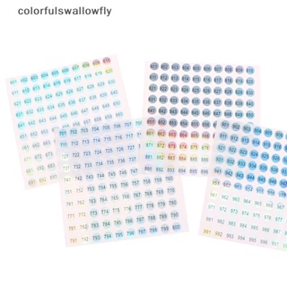 Colorfulswallowfly สติกเกอร์ตัวเลขดิจิทัล มีกาวในตัว ทรงกลม กันน้ํา สําหรับติดตกแต่งเล็บ 1-1000