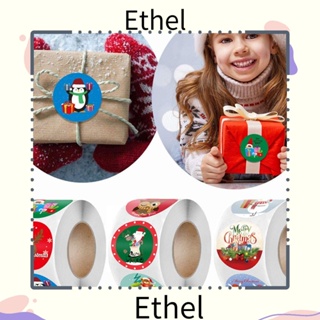 Ethel1 สติกเกอร์ฉลาก ลายกวาง ซานตาคลอส คริสต์มาส 500 ชิ้น ต่อม้วน