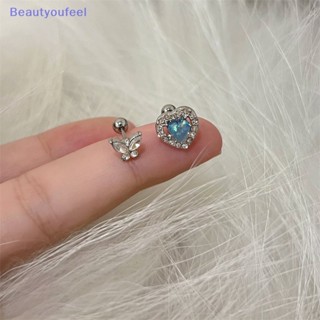 [Beautyoufeel] 1 คู่ สุดเท่ พังก์ สีชมพู คริสตัล หัวใจ ต่างหูสตั๊ด สกรู ลูกปัด กระดูกอ่อน ต่างหู กระดุม สําหรับผู้หญิง เครื่องประดับปาร์ตี้