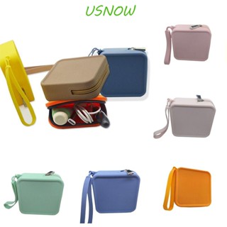 Usnow กระเป๋าใส่เหรียญ ซิลิโคน ทรงสี่เหลี่ยม กันน้ํา แบบพกพา สีพื้น สร้างสรรค์ สําหรับเก็บสายเคเบิล ของขวัญ