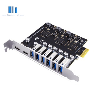 อะแดปเตอร์การ์ดต่อขยาย USB 3.2 และ Type C PCI-E PCIE เป็น USB 6 พอร์ต 2 พอร์ต USB-C 3.2 PCI-E