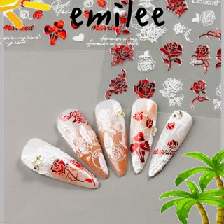 EMILEE สติกเกอร์ติดเล็บ รูปหัวใจ ตัวอักษรโรแมนติก มีกาวในตัว สําหรับตกแต่งเล็บ