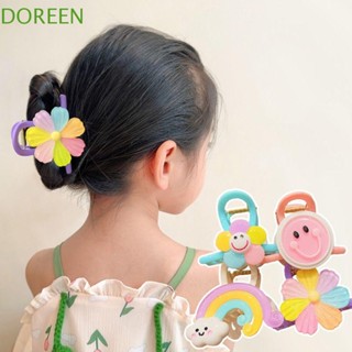 Doreen กิ๊บติดผมหน้ายิ้ม ลายการ์ตูนเมฆน่ารัก สีรุ้ง สําหรับผู้หญิง / เด็ก