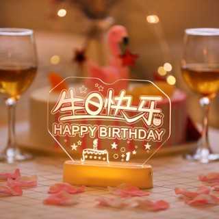 โคมไฟ LED รูปตัวอักษร Happy Birthday โรแมนติก สําหรับตกแต่งห้อง