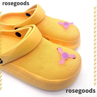 Rosegoods1 กังหันลม PVC เรืองแสง หมุนได้ สําหรับตกแต่งรองเท้า Crocs DIY 5 ชิ้น